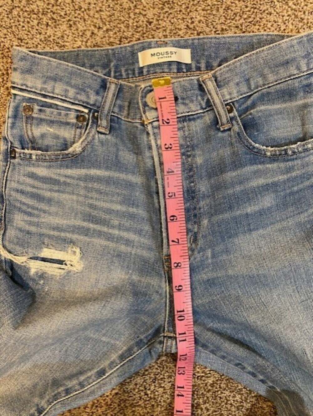 MOUSSY Vintage Mid Rise Tapered Leg Distressed Denim Blue Jeans 26 - Picture 16 of 16
